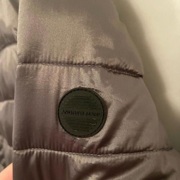 Andrew Marc Puffer Jacket Gray Faux Fur Reversible Women’s Size Large - Picture 4 of 7